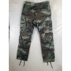 Military Pants Mens Medium Long 31x32.5 Woodland Camo Combat US Army Green
